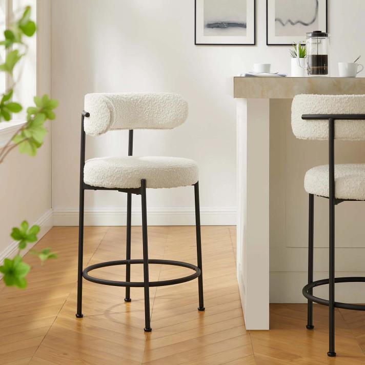 Astrid Boucle Fabric Counter Stools - Set of 2