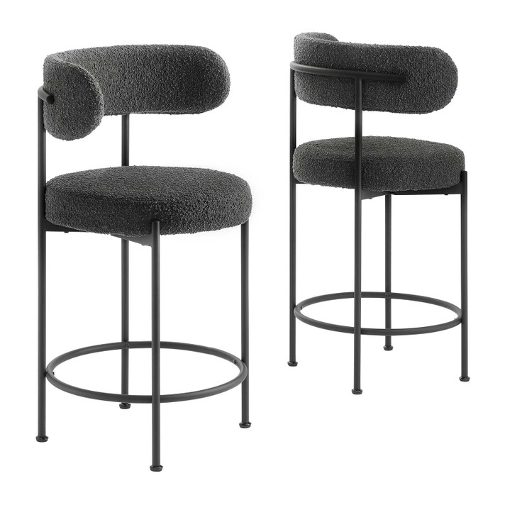 Astrid Boucle Fabric Counter Stools - Set of 2