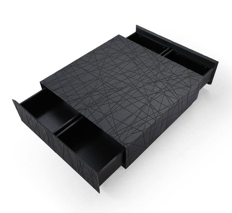 Kuma Black Oak Square Coffee Table With Storage