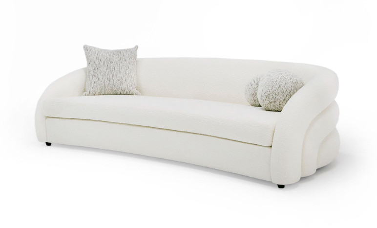 Jenga 4-Seater Curved White and Taupe Fabric Sofa