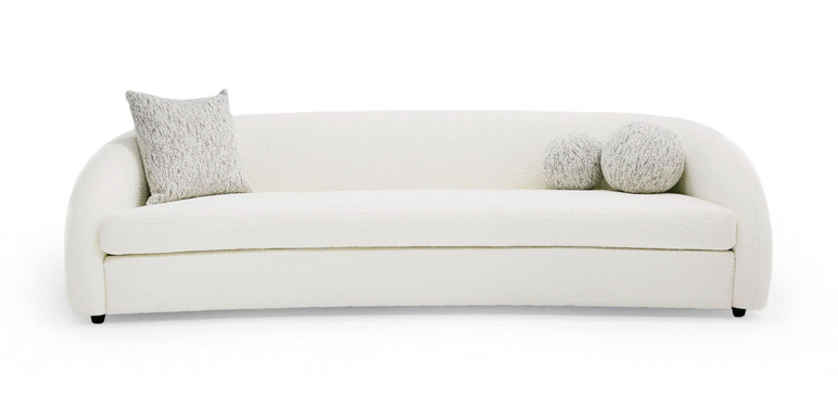 Jenga 4-Seater Curved White and Taupe Fabric Sofa