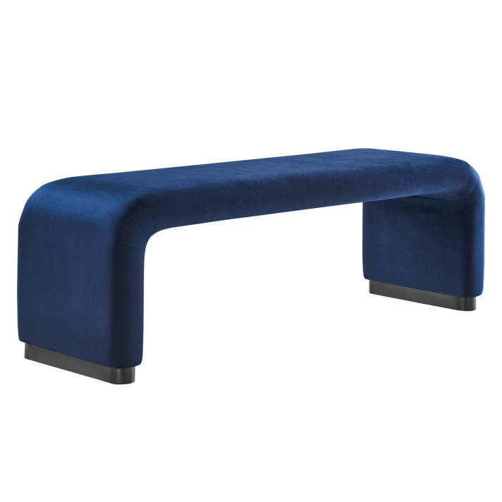 Moda Performance Velvet Waterfall Long Bench, Black Legs