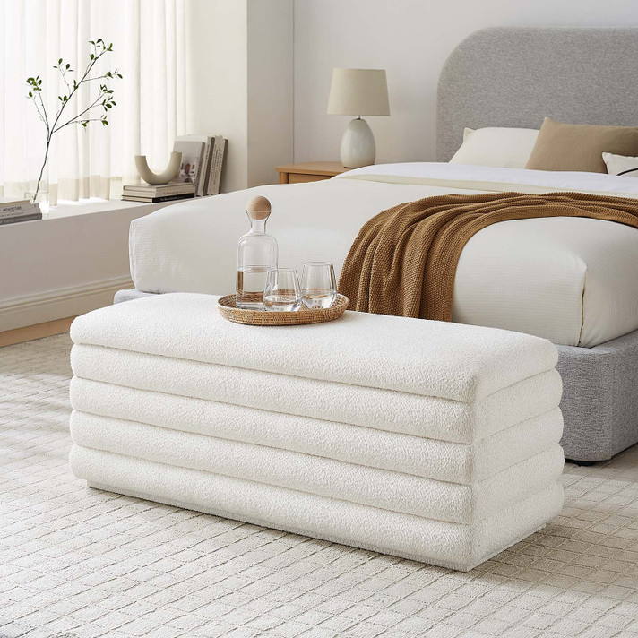 Maclin Boucle Upholstered Storage Bench