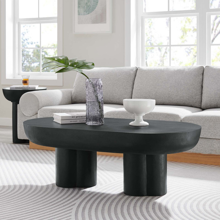 Kassem Oval Concrete Coffee Table