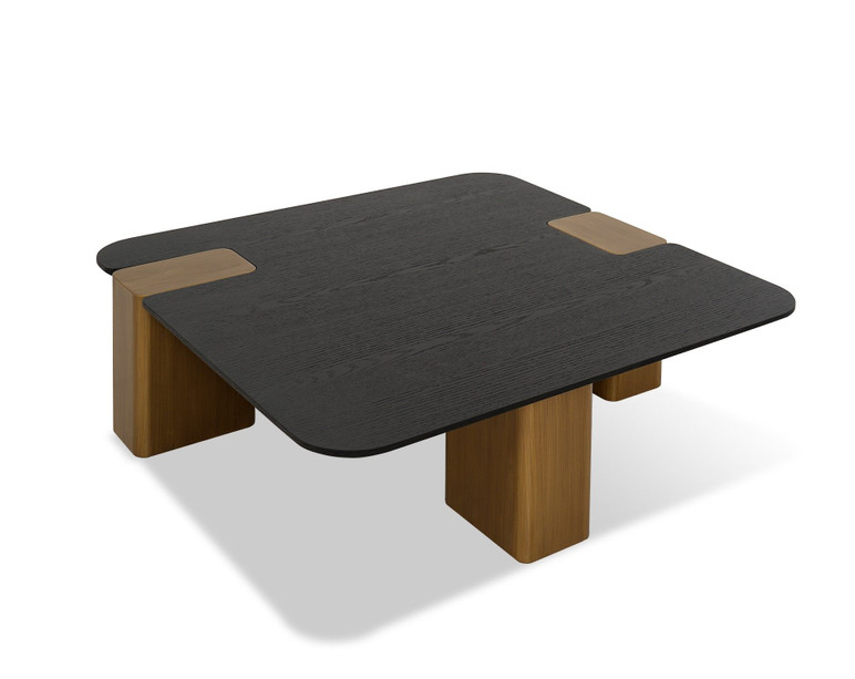 Marlow Black Oak and Brushed Gold Oak Square Small Coffee Table