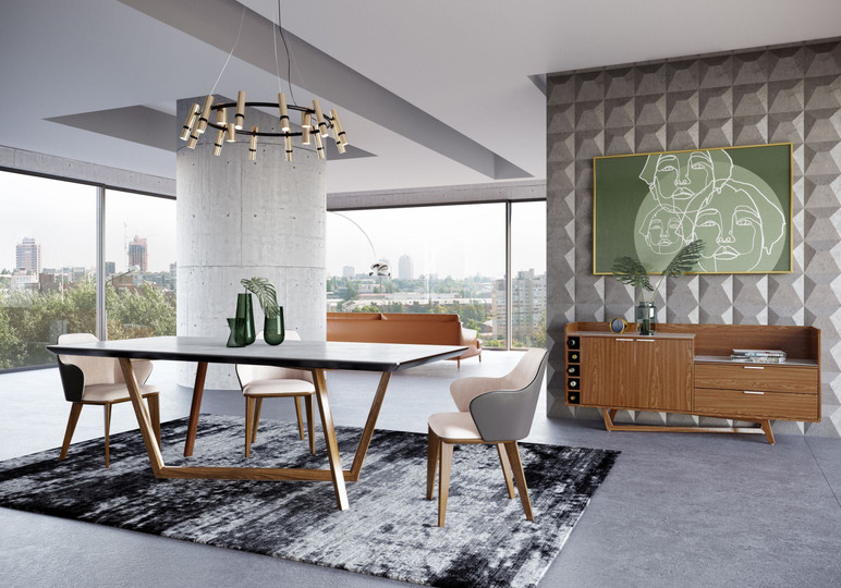 Jarvis Walnut and White Dining Table