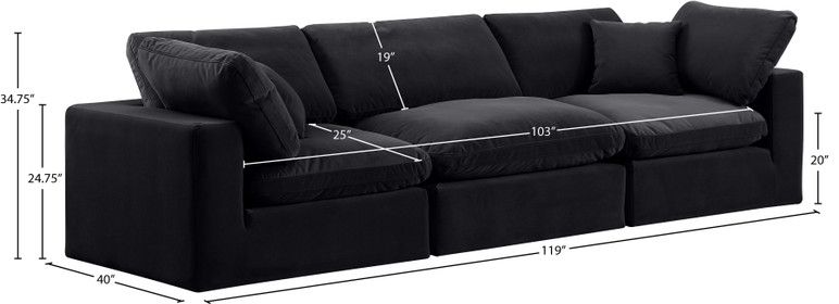 Plush Deluxe Velvet Sofa, Black