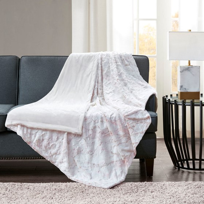 Sachi Oversized Faux Fur Throw, Blush