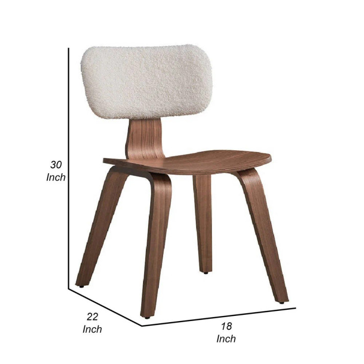 Anka Mid Century Side Dining Chair, White Boucle, Set of 2