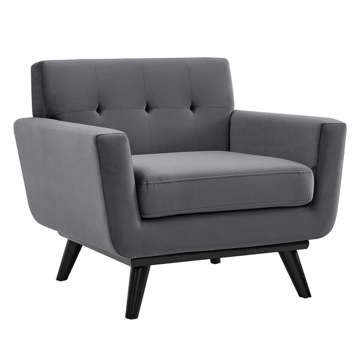 Engage Performance Velvet Armchair, Gray