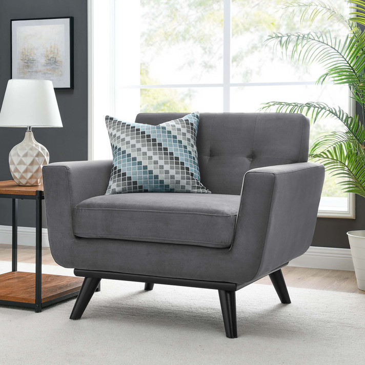 Engage Performance Velvet Armchair, Gray