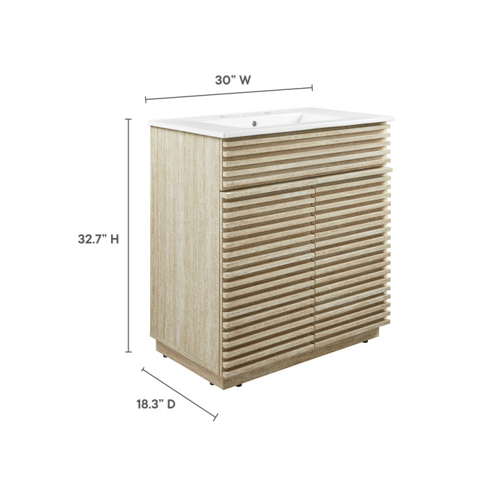 Frank Lloyd 30" Travertine Bathroom Vanity With Sink in White