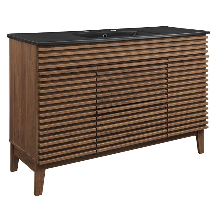 Frank Lloyd 48" Single Sink Bathroom Vanity, Black Vanity Top