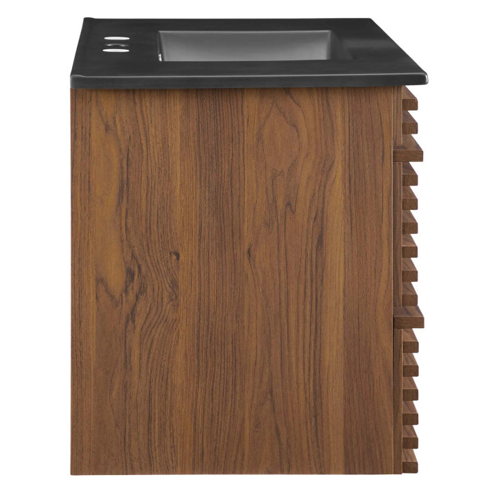 Frank Lloyd 36" Wall-Mount Bathroom Vanity, Black Vanity Top