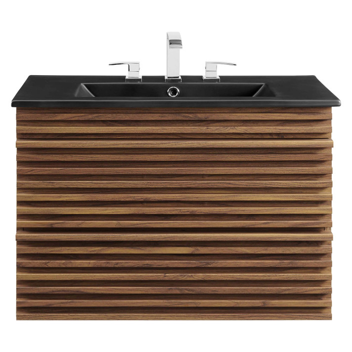 Frank Lloyd 30" Wall-Mount Bathroom Vanity, Black Vanity Top