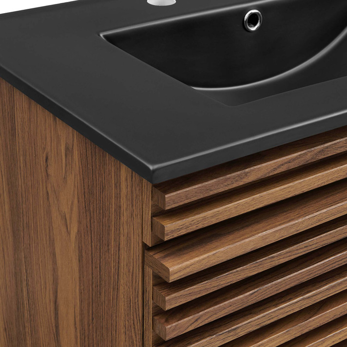 Frank Lloyd 30" Wall-Mount Bathroom Vanity, Black Vanity Top