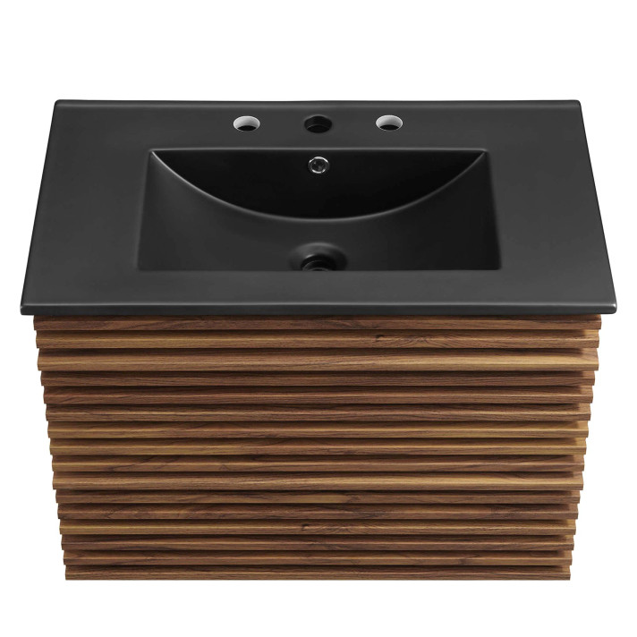 Frank Lloyd 30" Wall-Mount Bathroom Vanity, Black Vanity Top