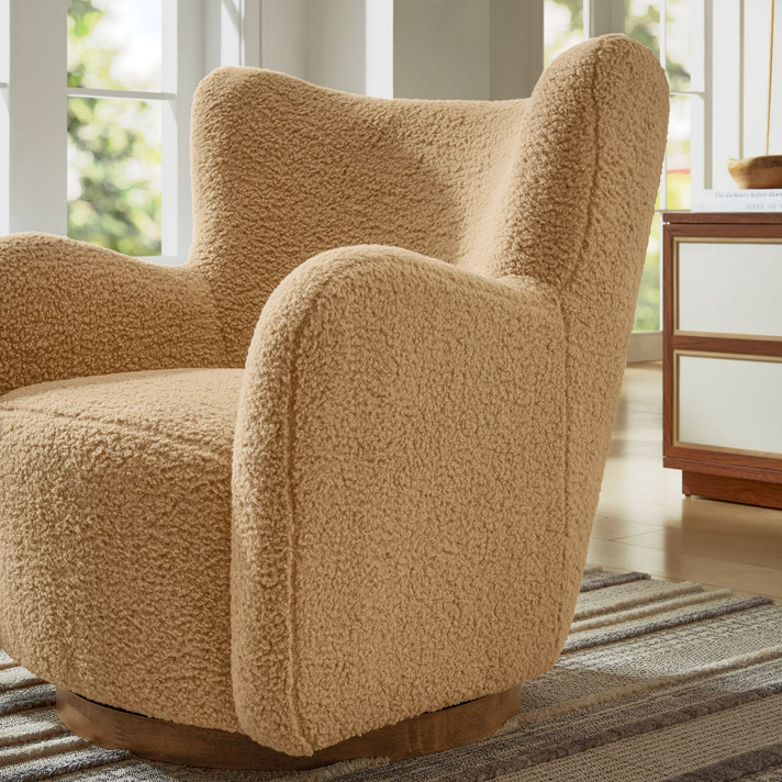 Teddy Wingback Sherpa Swivel Accent Chair