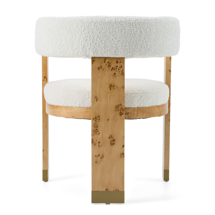 Lelah Cream Fabric and Burl Dining Chair