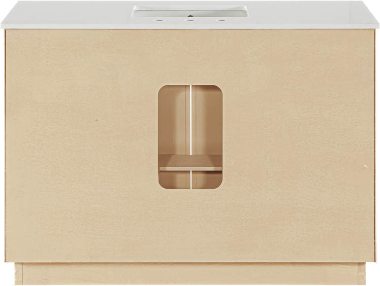 Gia 48" White Engineered Stone And Solid Wood Bathroom Vanity