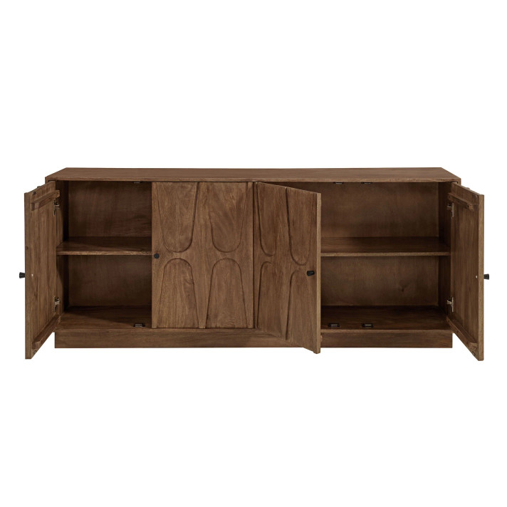 Verde 72" Mango Wood Sideboard Cabinet in Walnut
