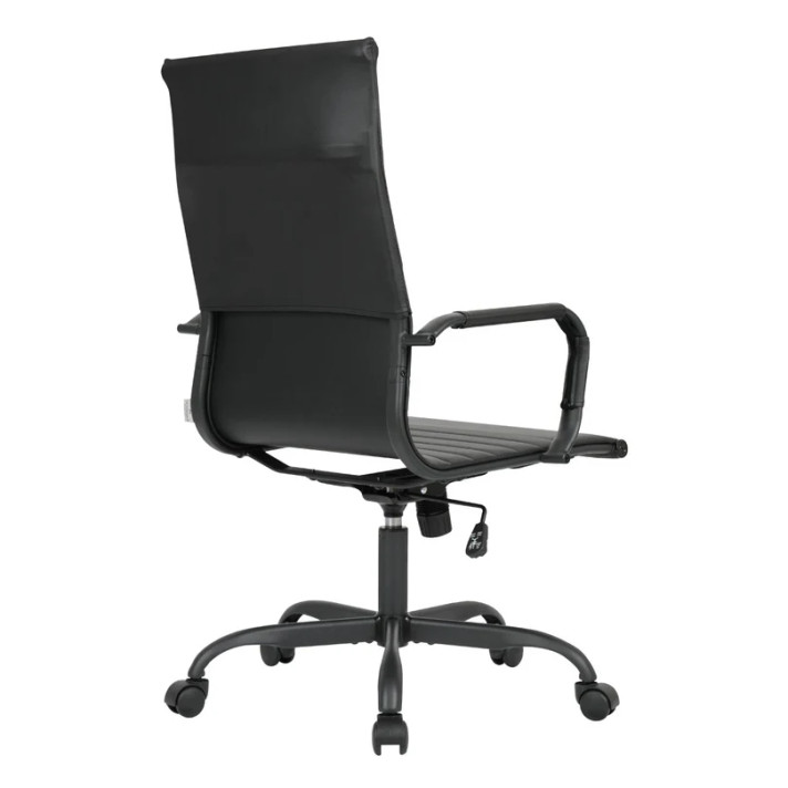 Dalton Leather High-Back Adjustable Office Conference Chair with Armrests, Black Frame