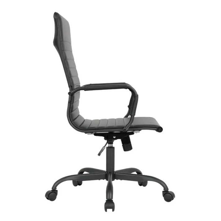Dalton Leather High-Back Adjustable Office Conference Chair with Armrests, Black Frame