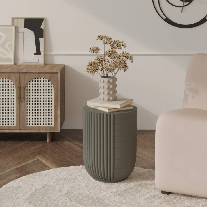 Tamron Indoor Outdoor Side Table in Fiberstone Tamron Indoor Outdoor Side Table in Fiberstone