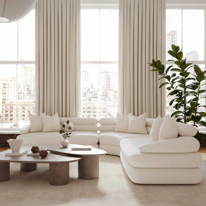 Avenir Cream Boucle Modular Curved Sectional