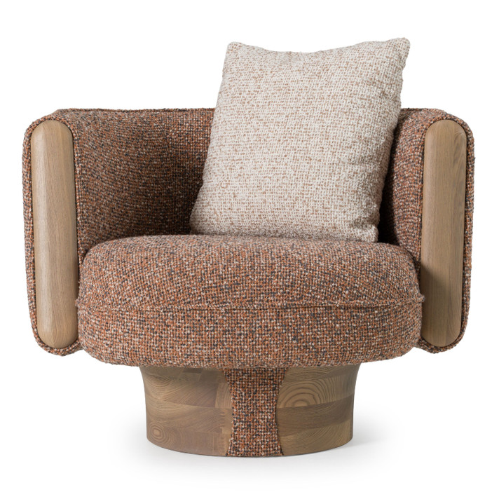 Rayola Modern Multicolored Boucle Fabric + Ash Accent Chair