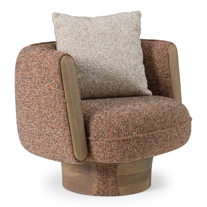 Rayola Modern Multicolored Boucle Fabric + Ash Accent Chair