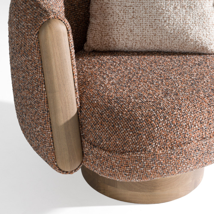 Rayola Modern Multicolored Boucle Fabric + Ash Accent Chair