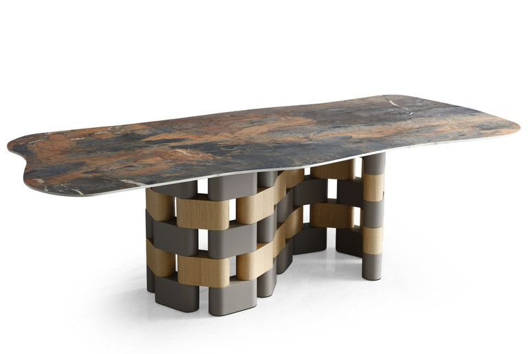 Amandala Modern Ceramic + Wood Dining Table