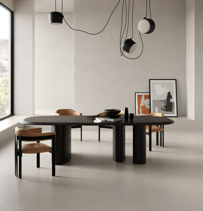 Salvo Modern 118" Black Ash Dining Table