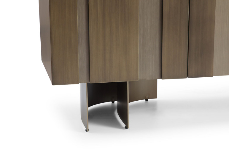Kimo Modern Faux Travertine Ceramic + Bronze Buffet