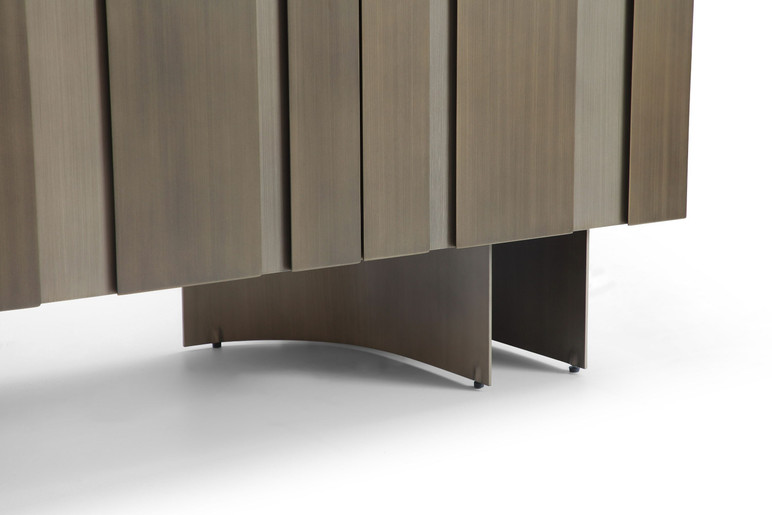 Kimo Modern Faux Travertine Ceramic + Bronze Buffet