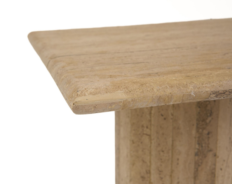 Fowler Travertine Marble 15" Tall End Table