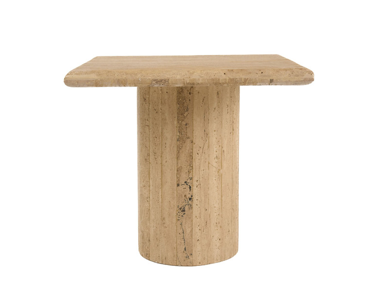 Fowler Travertine Marble 15" Tall End Table