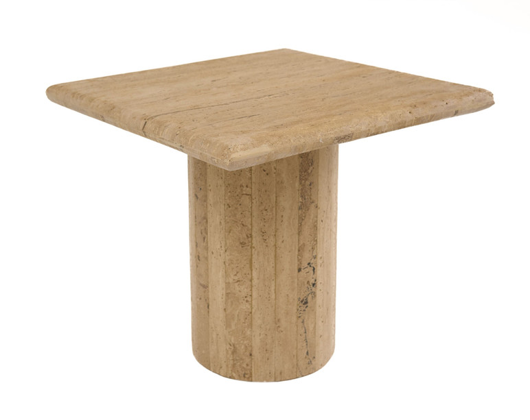Fowler Travertine Marble 15" Tall End Table