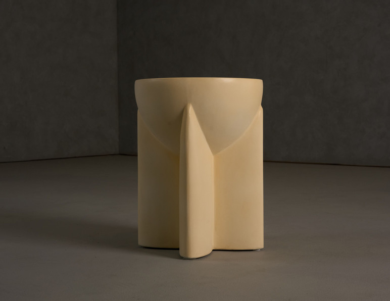 Misa Modern Beige Concrete Round Side Table