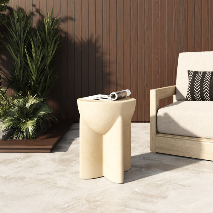 Misa Modern Beige Concrete Round Side Table