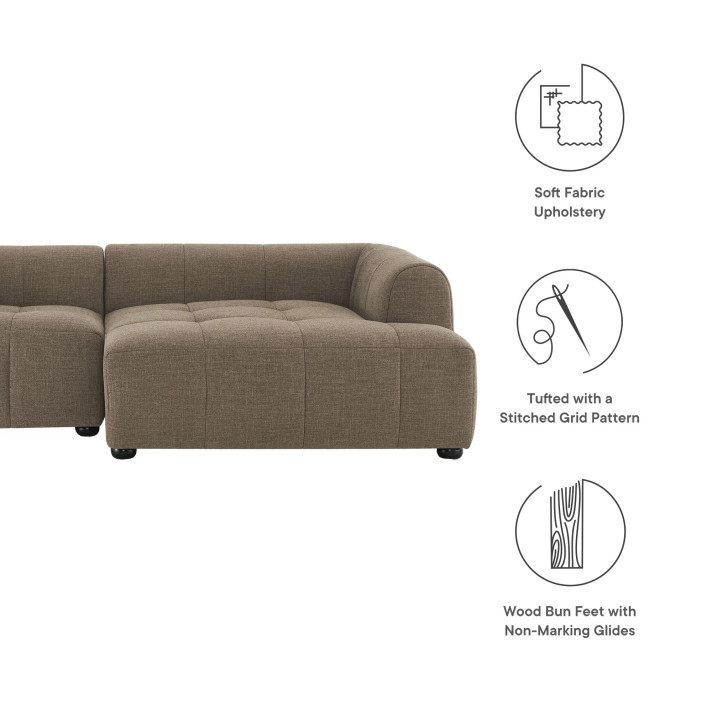 Ariana Right-Facing Upholstered Fabric Modular Sofa with Chaise