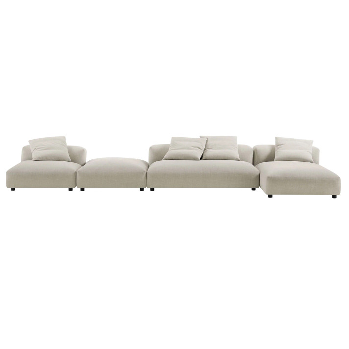 Serene 4-Piece Modular Upholstered Fabric Sectional Sofa With Ottoman