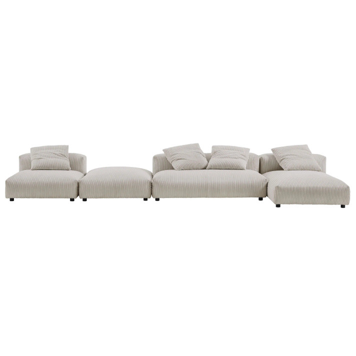 Serene 4-Piece Modular Upholstered Corduroy Sectional Sofa With Ottoman