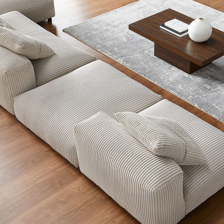Serene 4-Piece Modular Upholstered Corduroy Sectional Sofa With Ottoman
