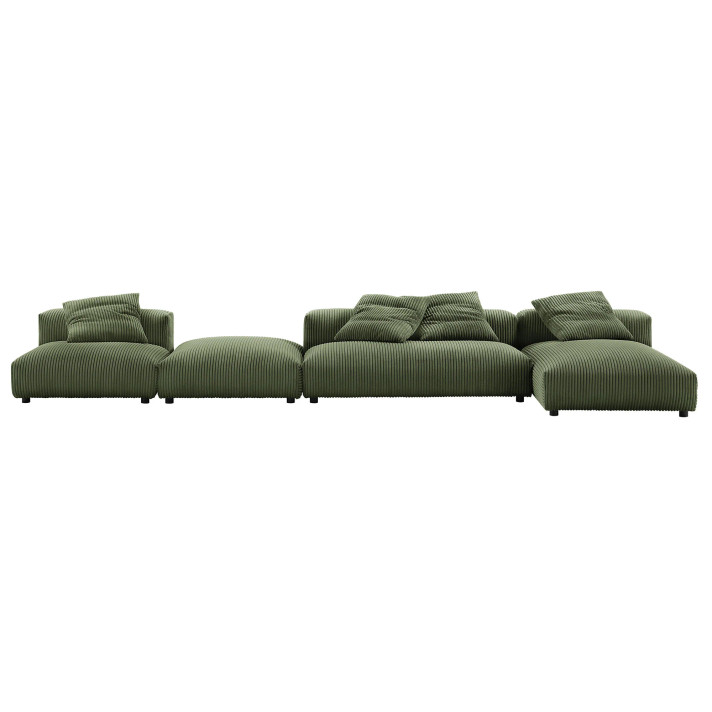 Serene 4-Piece Modular Upholstered Corduroy Sectional Sofa With Ottoman
