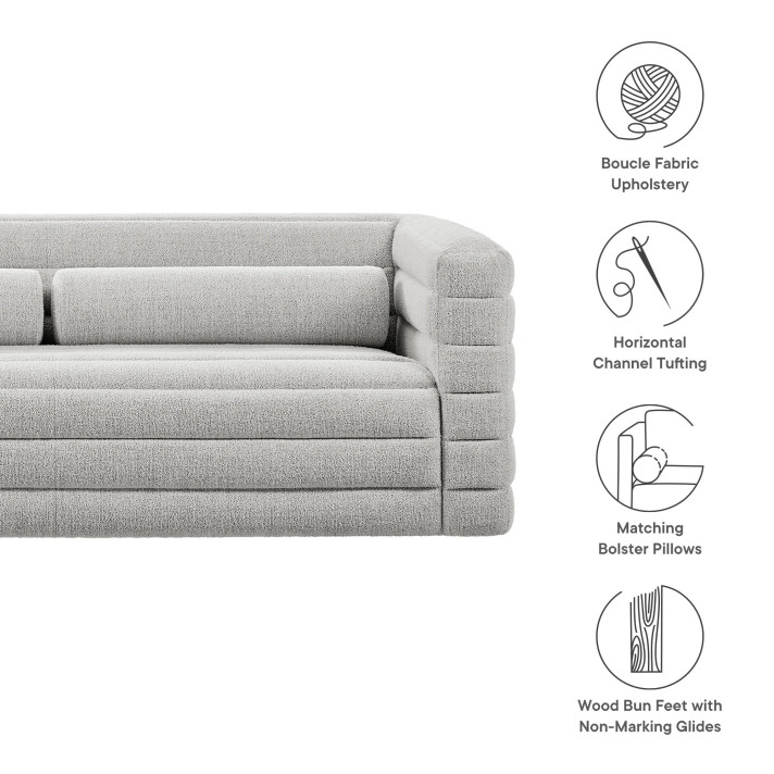 Lorelle Channel Tufted Boucle Upholstered Sofa