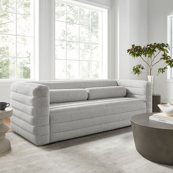 Lorelle Channel Tufted Boucle Upholstered Sofa