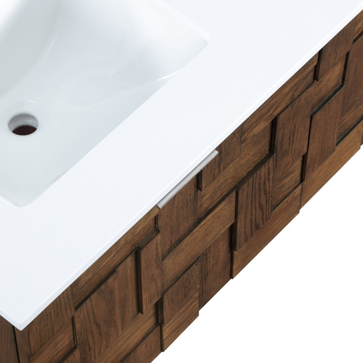 Loraine 48" White Engineered Stone And Solid Wood Wall Mounted Bathroom Vanity