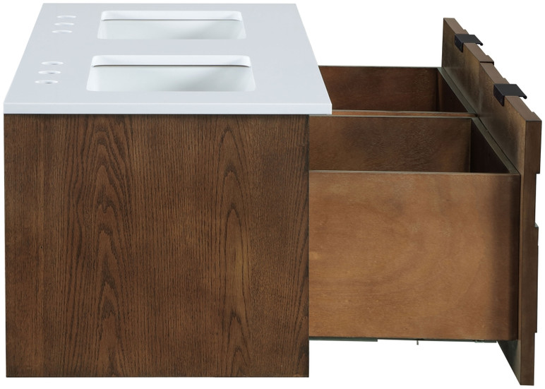 Loraine 48" White Engineered Stone And Solid Wood Wall Mounted Bathroom Vanity